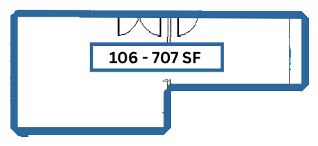 Floor plan outlining Suite 106